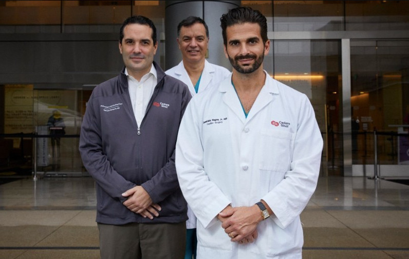Leading the way in lung transplantation at Cedars-Sinai are, from left to right, Reinaldo Rampolla, MD, Pedro Catarino, MD, and Dominick Megna, MD.